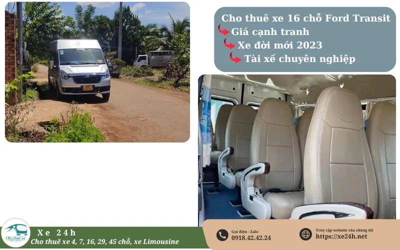 Thuê xe du lịch 16 chỗ Xe24h
